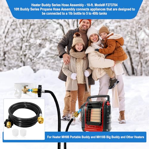 F273704 10FT Propane Hose for Heater Buddy Series Assembly, Fits Big Buddy,Little Buddy Etc,Heater Propane Hose with POL F...