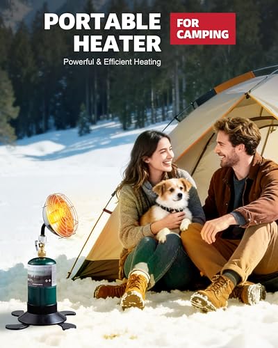 Ravs Portable Propane Heater for Camping, 6500BTU Outdoor Tent Heater with Foldable Tank Holder and Control Valve, Golf Ca...