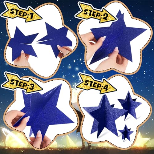 Sinload 45 Pcs 3D Star Centerpiece Movie Night Decoration for Table in 3 Sizes Hanging Supplie for Red Carpet Film Show Th...