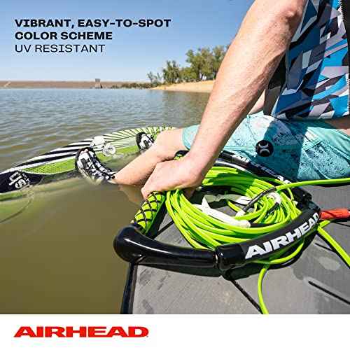Airhead Dyneema Flat Line Wakeboard Rope, 4 Sections, 70-Feet, Green