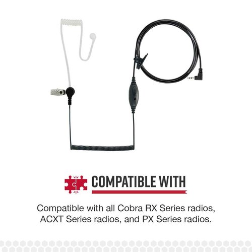 COBRA GA-SV01 Surveillance Walkie Talkie Headset Microphone for Adults, Compatible with All MicroTalk Two-Way Radios, Silicone Ear Tip, Black (Pack of 3)