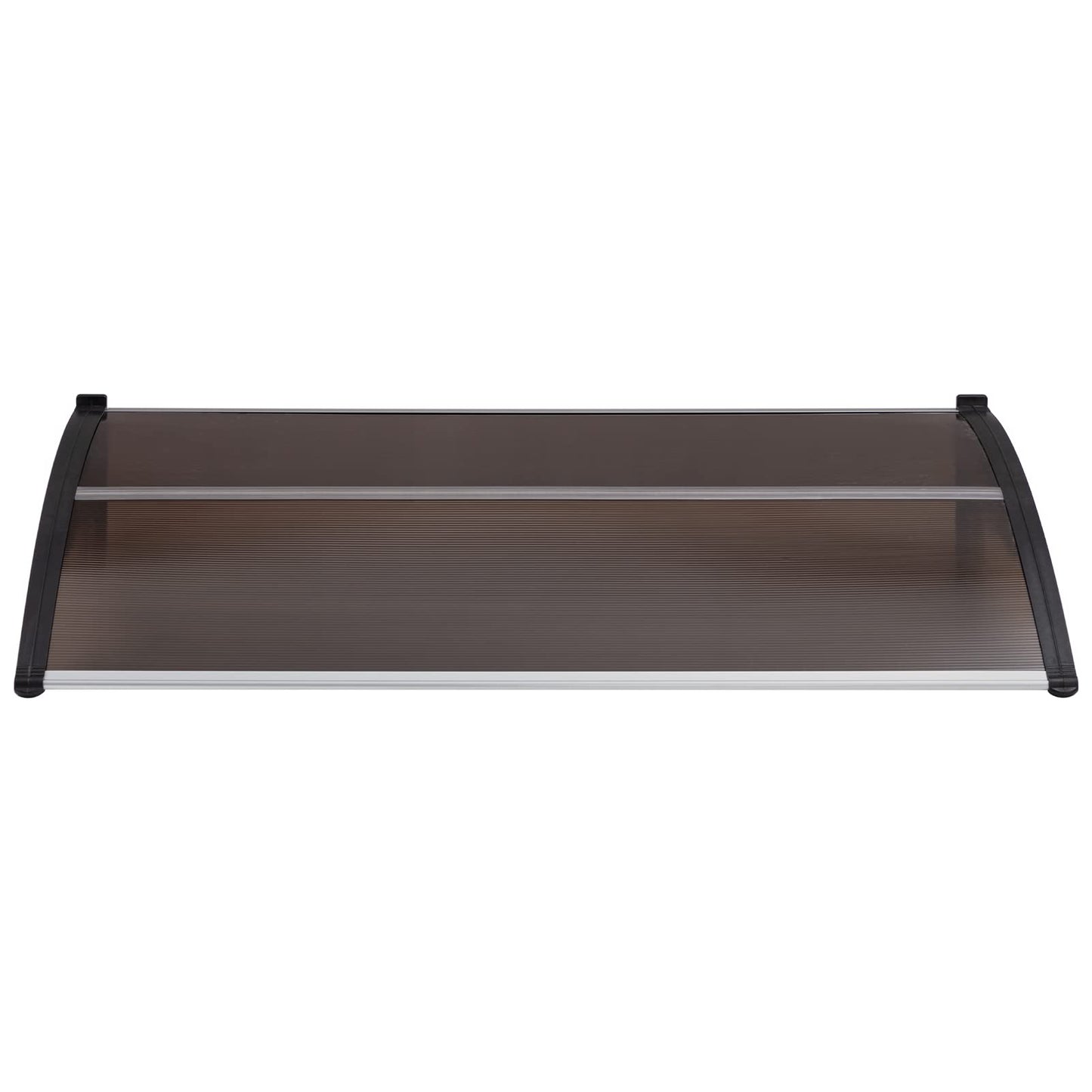 MATICO 58.5" Outdoor Clear Door Awning Patio Window Cover Polycarbonate Rain & Snow Protection, Modern Hollow Sheet with UV Protection Cover, Window Door Awning Canopy,Tea/Black-Edge