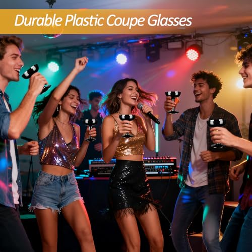 Domensi 40 Pack Black Champagne Coupe Glasses Bulk Plastic Disposable Champagne Glasses 5 oz Plastic Mimosa Wedding Cockta...