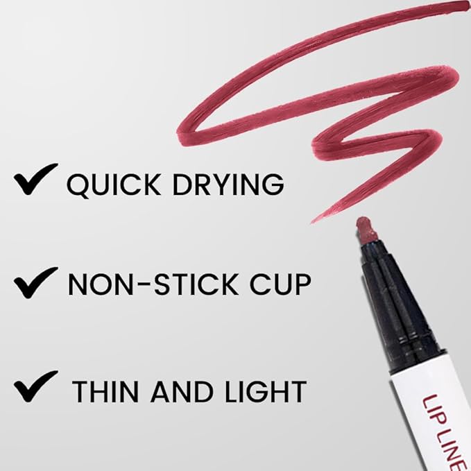Kaely 3Pcs Mocha Beige Orchid Longwear Liquid Lip Liner Waterproof, 24 Hour Long Lasting Lip Liner Stain Marker Pen, 2-in-1 Matte Semi Permanent Lipliner & Lipstick, 03+07+08