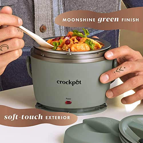 Crock-Pot Portable Electric Lunch Box 20-Ounce Food Warmer Moonshine Green | Ideal for Travel On-the-Go | Keeps Food Spil...