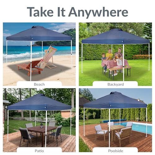 Sunnydaze Pop-Up Canopy Replacement Top - 12x12 Canopy Replacement Cover Only - Tent Shade Cover with Vent - Blue