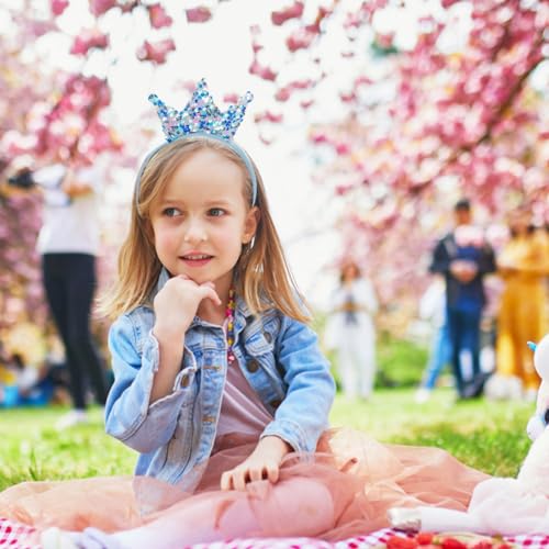 Acshio 12 Pack Princess Crown Headband, Glitter Sequin Crown Headband, Shiny Tiaras and Crowns Hair Accessories for Birthd...