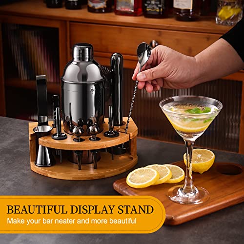 Bartender Kit with Bamboo Stand, 12 Piece 25oz Cocktail Shaker Set with All Essential Bar Tools Set for Drink Mixing, Idea...