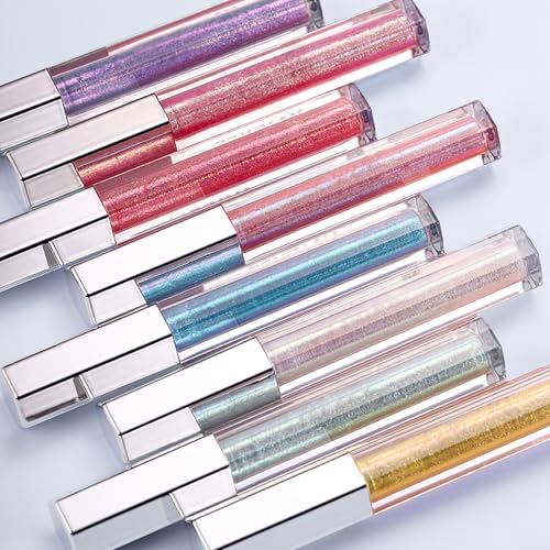 HOSAILY Purple Glitter Lip Gloss Liquid Lipstick, Diamond Shimmer Metallic Sparkly Iridescent Chameleon Lilac Lip Gloss Gi...
