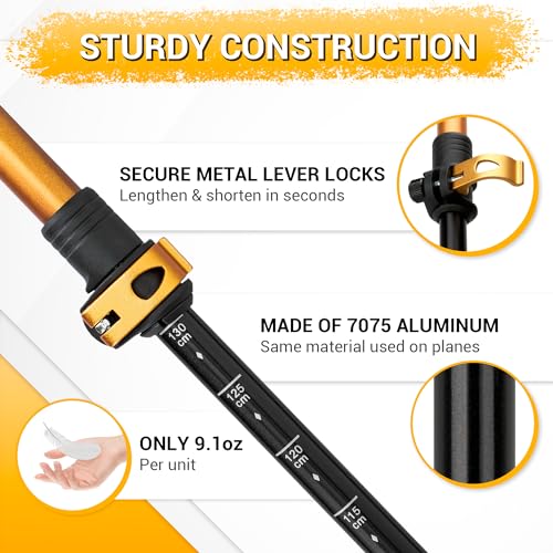 TheFitLife Trekking Poles - Lightweight 7075 Aluminum Hiking Sticks with Cork Grips, Adjustable Telescopic Design, Metal F...