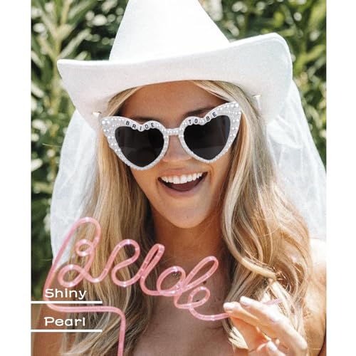 KICOSY Bride Sunglasses for Bachelorette White Heart Sunglasses Bride to Be Sunglasses Womens Bachelorette Sunglasses