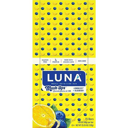 LUNA Bar - Mash-Ups LemonZest + Blueberry Flavor - Snack Bars - Non-GMO - Gluten-Free Protein Bars - Made with Organic Oats (15 Pack)