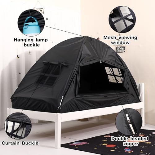 CRAWLBO Bed Tent for Kid Twin Size Bed Canopy,Sensory Breathable Privacy Space Sleeping Drafty Room Dream Tents Indoor Pla...