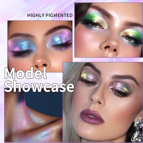 JUR MORNIER 3PCS Multichrome Liquid Eyeshadow Set,Multi-Dimensional Fairy Makeup,High Pigment Waterproof Aurora Eye Shado...