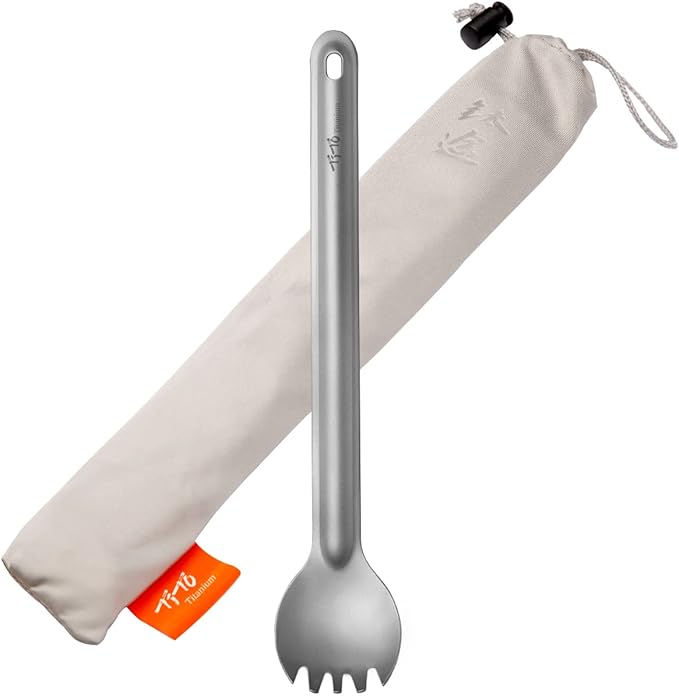 TiTo Titanium Long Handle Spork and Spoon Eco-Friendly Ultralight Portabale Flatware for Outdoor Camping Backpacking Hikin...