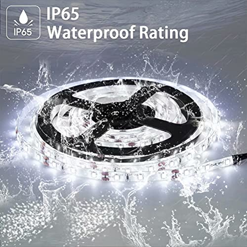 GUOTONG White LED Strip Lights, Waterproof cuttable 300 SMD 2835 LED Tape, 6000K 12V 16.4ft/5m Flexible Ribbon, Kitchen Ca...