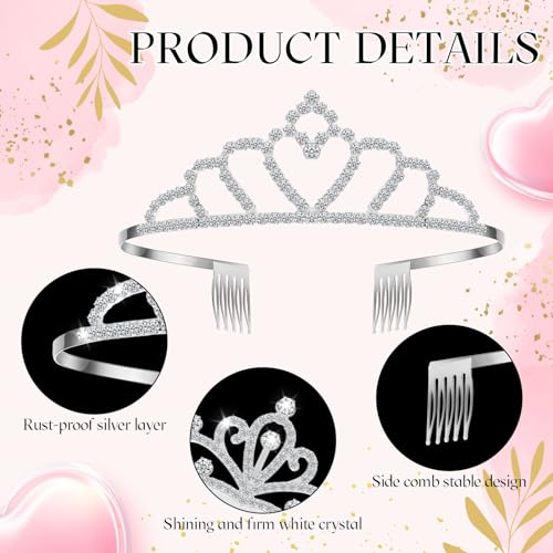 Riceshoot 50 Pcs Tiara Crowns Bulk for Women Crystal Princess Tiara Queen Rhinestone Crown with Comb Silver Bridal Wedding...