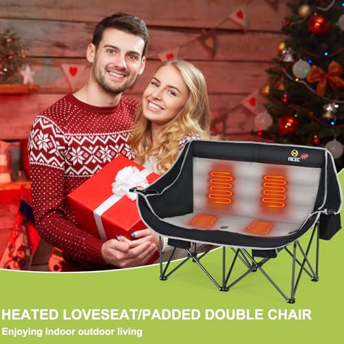 Nice C Heated Camping Chair with Battery, Outdoor Heated Folding Chairs, Double Padded Camping Chair for Adults, Camping C...