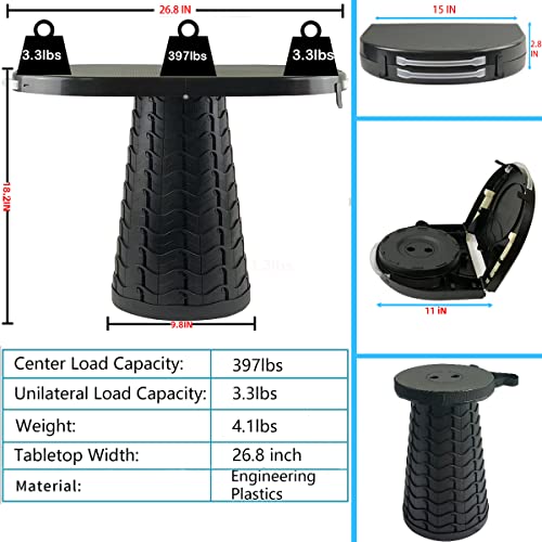 maliven Portable Folding Table and Stool 2 in 1, Lightweight Collapsible Table for Camping Picnic Beach, Small Foldable Ta...