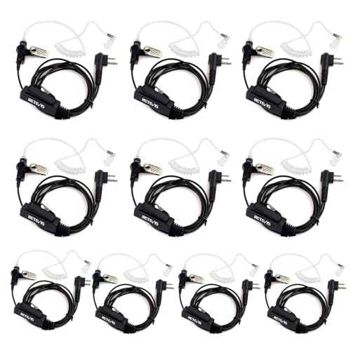 Retevis Acoustic Tube Earpiece for Motorola Walkie Talkies, Compatible with Motorola CP185 CP200 CP200d GP300 GP2000 MAG ONE A10 Walkie Talkies, Two Way Radio Headset with Big PTT Button(10 Pack)