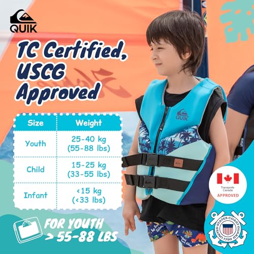 ROXY Women's Life Vest and Quiksilver Youth Life Vest, USCG and Transport Canada Approved PFD, Evoprene CGA Life Jacket fo...