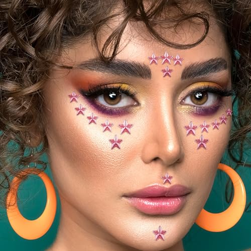 3 Sheets Self Adhesive Face Gems Stickers, Hair Gems Face Jewels Eye Jewels Rhinestones Festival Essentials Rave Accessori...