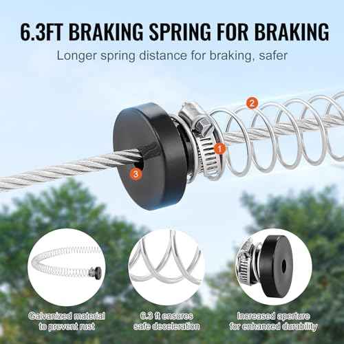 VEVOR Zip line Kits for Backyard£¬160ft Zip line Kit for Kids and Adult Up to 330 lb, Included Swing Seat, Ziplines Brake, and Steel Trolley, Outdoor Playground Equipment