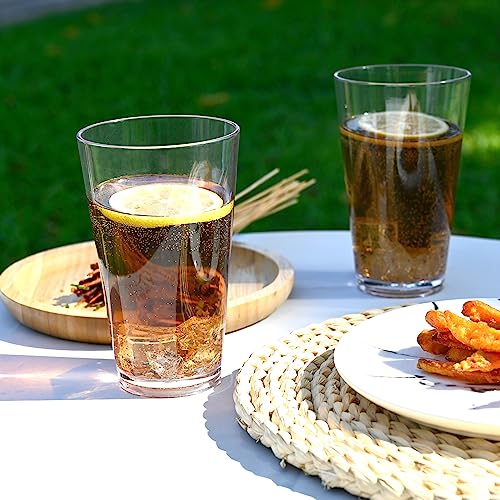 WEXINHAO Clear Drinking Glasses - Unbreakable Acrylic Glasses Drinkware 18 oz set of 6 - BPA Free Dishwasher Safe Reusable...