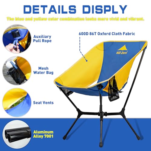 Hill Zero Nimbus Ultralight Camping Chair, Portable Folding Backpacking Chair, Lightweight Folding Backpacking Hiking Chai...