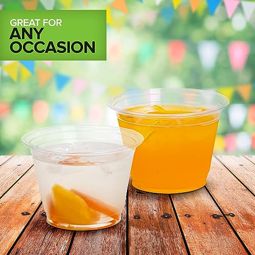 Stock Your Home 9 oz Clear Commercially Compostable Cold Cups (100 Pack) PLA Disposable Party Cup for Water, Wine & Beer