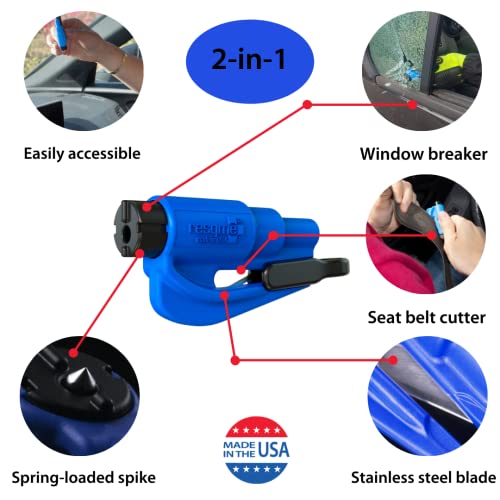 resqme The Original Emergency Keychain Car Escape Tool, 2-in-1 Seatbelt Cutter and Window Breaker, Made in USA, Orange - C...