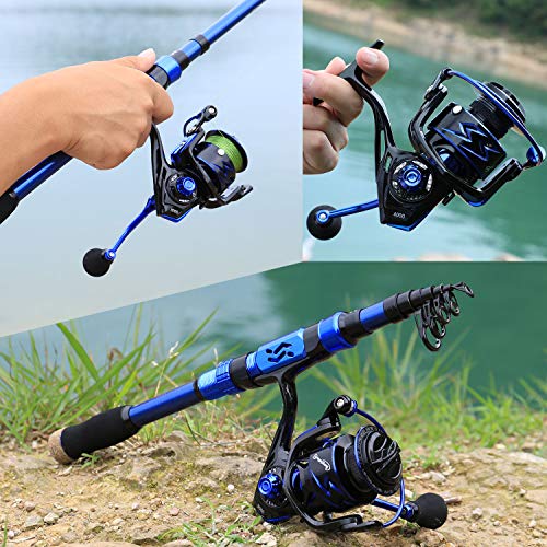 Sougayilang Fishing Rod and Reel Combos - Carbon Fiber Telescopic Fishing Pole - Spinning Reel 12 +1 BB with Carrying Case...