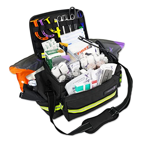 Lightning X Products Lightning X Mid-Sized First Responder EMT Bag | LXMB25 Fully Stocked w/ 240+ Aid, EMS & Trauma Suppli...