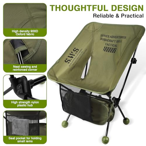 SURSONXW Lightweight Folding Camping Chair, 2.4 LBS Portable Foldable Compact with Aluminum Alloy & Seat Pocket for Outdoo...