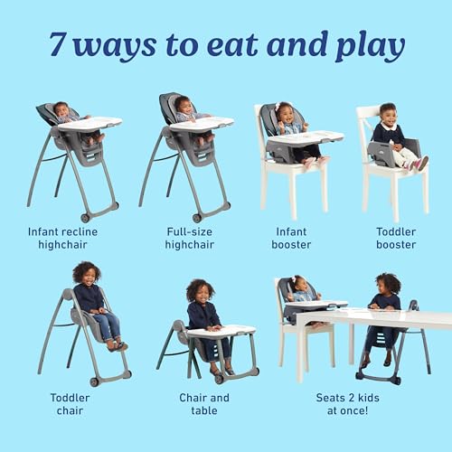 Graco Table2Table Premier Fold 7 in 1 Convertible High Chair | Converts to Dining Booster Seat, Kids Table, and More, Maison