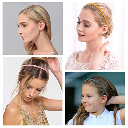 WOVOWOVO 7mm Thin Headbands For Women, 12 Pcs Plastic Headband with Teeth Head Bands Combing Hairbands Hair Accessories fo...