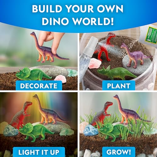 National Geographic Dinosaur Terrarium Kit for Kids – Multicolor Light-Up Terrarium, Build a Dino Habitat with Real Plants...