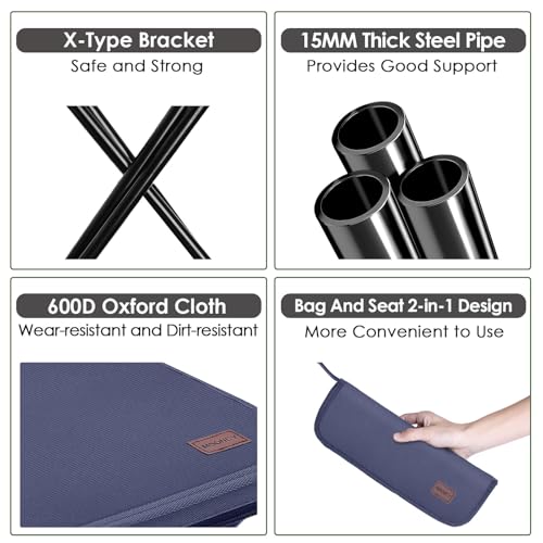 MOONCY Portable Stool, 13 Inch Small Folding Stool for Adults, Ultralight Blue Camping Stools for Hiking and Fishing, Hold...