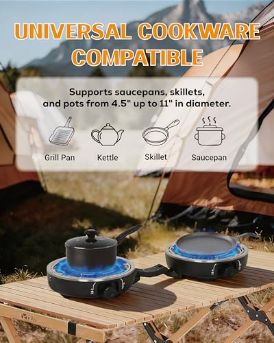 UNICCA Propane 2-Burner Camping Stove with Windscreen, Portable& Foldable Camping Stoves with Carry Bag, 20000 BTU Camp St...