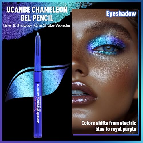 UCANBE Chameleon Eyeshadow & Eyeliner Gel Pencil - Multichrome Shifting Colors Metallic Glitter Eye Makeup,Waterproof Lon...