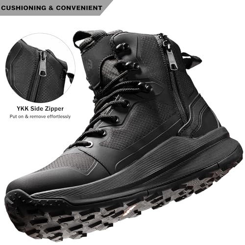 WIDEWAY Men's Lightweight Military Tactical Boots Non-Slip Work Boots For Men Comfortable All Day Waterproof Hiking Boots ...