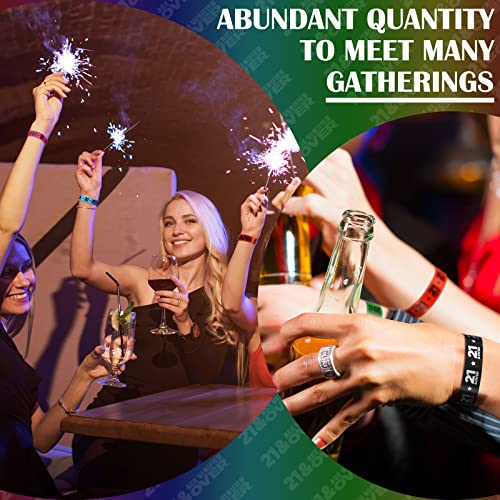 Teling 1200 Pcs Over 21 Paper Wristbands Events Wristbands Colored Waterproof Paper Bracelets Lightweight Wrist Bands Iden...
