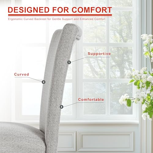 HomePop Parsons Classic Upholstered Accent Dining Chair, Single Pack, Light Grey