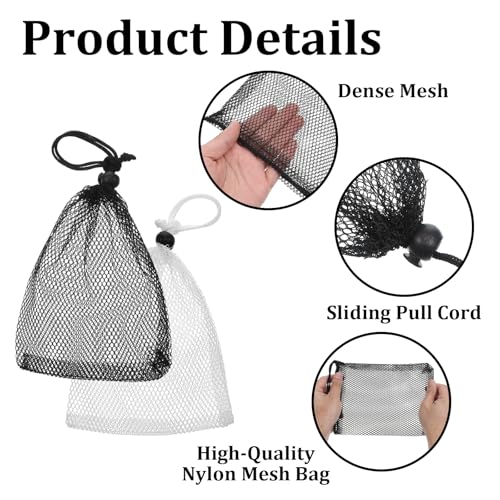 6Pcs Small Mesh Bags Black Small Drawstring Bags Nylon Bait Bag with Drawstrings Chum Bag for Saltwater Fishing Mesh Stora...