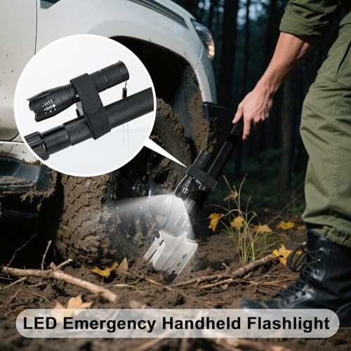 SUPROCK Survival Shovel and Camping Shovel, 30-in-1 Tactical Shovel Axe with High Carbon Steel, Folding Entrenching Tool w...