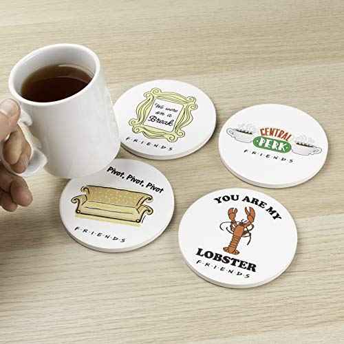 Friends TV Show Merch Ceramic Drink Coasters Set of 4 with Cork Backing | Friends Home & Kitchen Decor