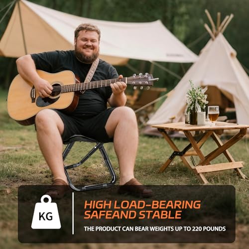 Mejora Portable Pocket Camping Chair,Ultralight Foldable Camp Stool with Compact Carry Bag, Heavy-Duty 220LBS Capacity for...