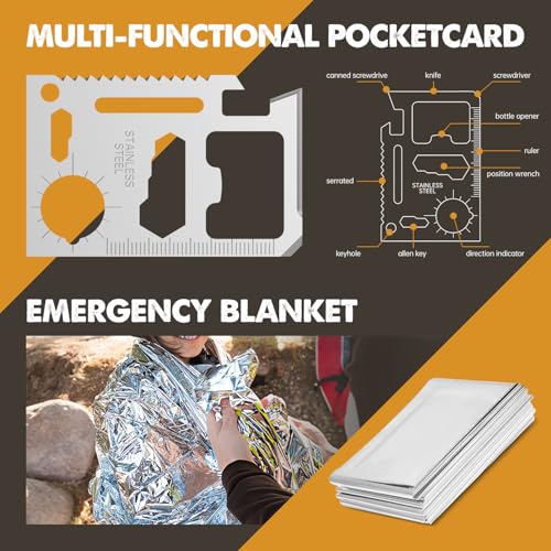Gifts for Men Him Dad, Survival Kit and Equipment 25 Pcs, Valentines Gifts for him, Christmas Stocking Stuffers,Camping Es...