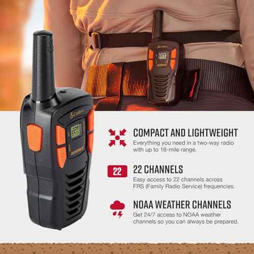 Cobra ACXT145-3 Compact Walkie Talkies - Rechargeable, Lightweight, 22 Channels, Long Range 16-Mile Two-Way Radio Set (3-Pack), Black
