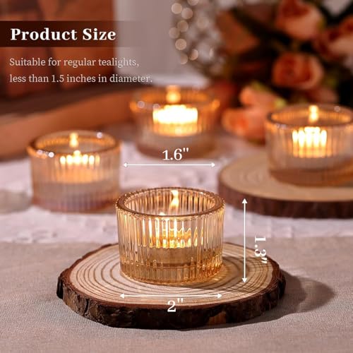 HAVITI 24 pcs Tealight Gold Candle Holders, Votive Tea Light Candle Holder Glass for Gold Centerpieces Fall Wedding Table ...